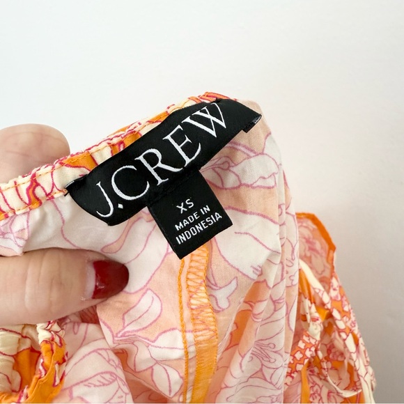 J. Crew Tie-Front Cotton Poplin Midi Dress in Orange Floral - Picture 7 of 7